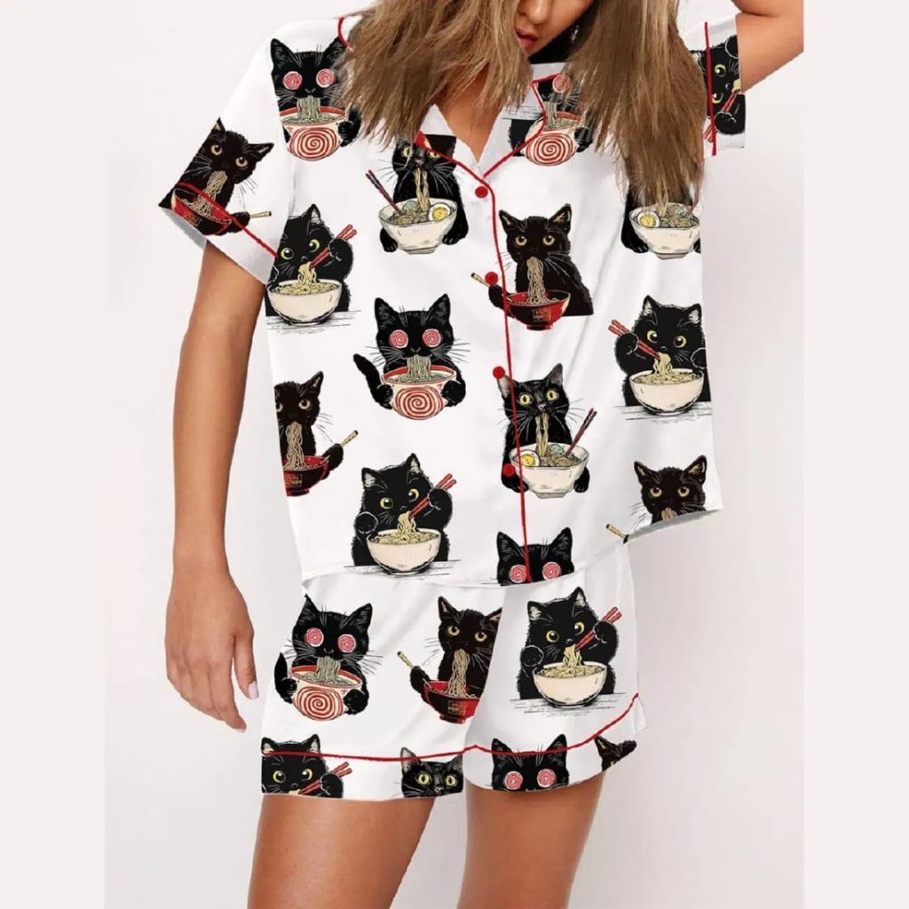 Ramen Cat Print Pajama Set Ramen Cat Print Pajama Set