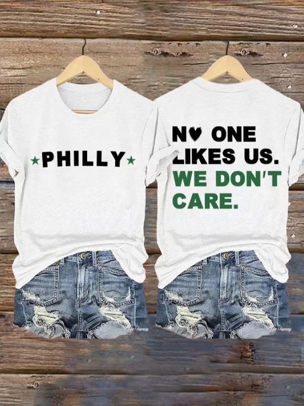 Retro Philadelphia No One Likes Us We Don’t Care Print T-Shirt