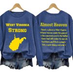 Retro West Virginia Strong Almost Heaven Print Sweatshirt