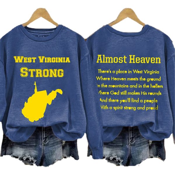 Retro West Virginia Strong Almost Heaven Print Sweatshirt