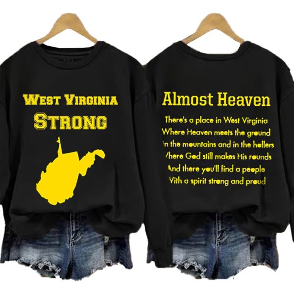 Retro West Virginia Strong Almost Heaven Print Sweatshirt