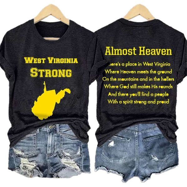 Retro West Virginia Strong Almost Heaven Print T-Shirt