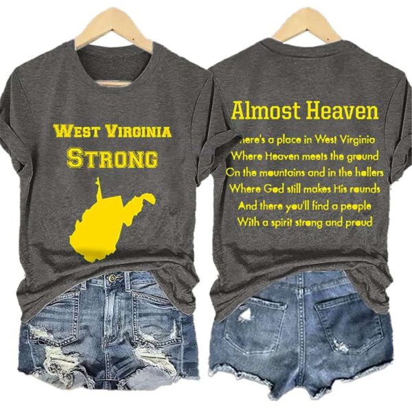 Retro West Virginia Strong Almost Heaven Print T-Shirt