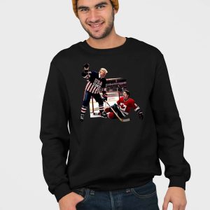 Trump Defeating Justin Trudeau Funny Hockey Shirt 5