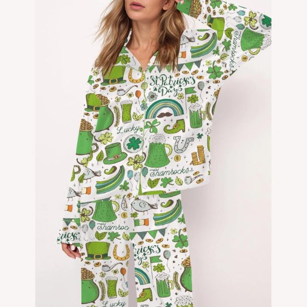 Slainte Irish Cheer St Patricks Day Satin Pajama Set