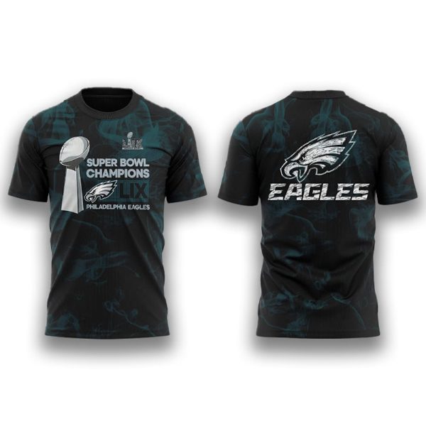 Smoker Midnight Green Eagles Super Bowl LIX Champions Lombardi Trophy Shirt