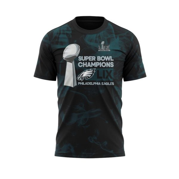 Smoker Midnight Green Eagles Super Bowl LIX Champions Lombardi Trophy Shirt