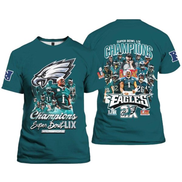 Super Bowl LIX Champions 2025 Eagles 2X Shirt