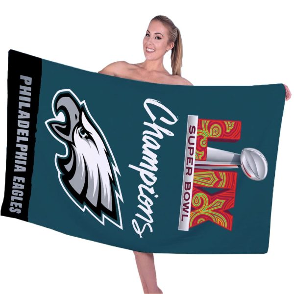 Super Bowl LIX Champions Eagles Rectangle Beach Towel