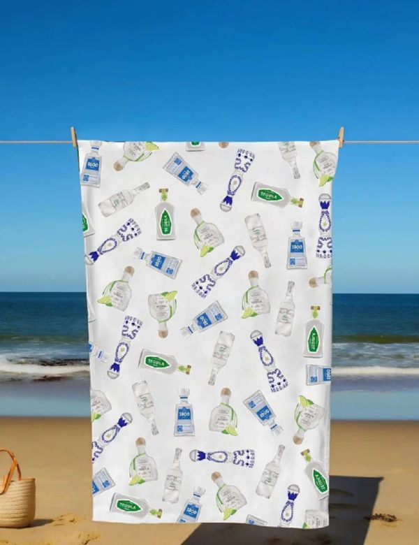 Tequila Bottles Beach Towel