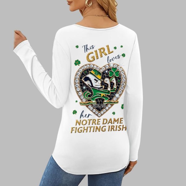 This Girl Loves Her Notre Dame V-neck Long Sleeve Shirt