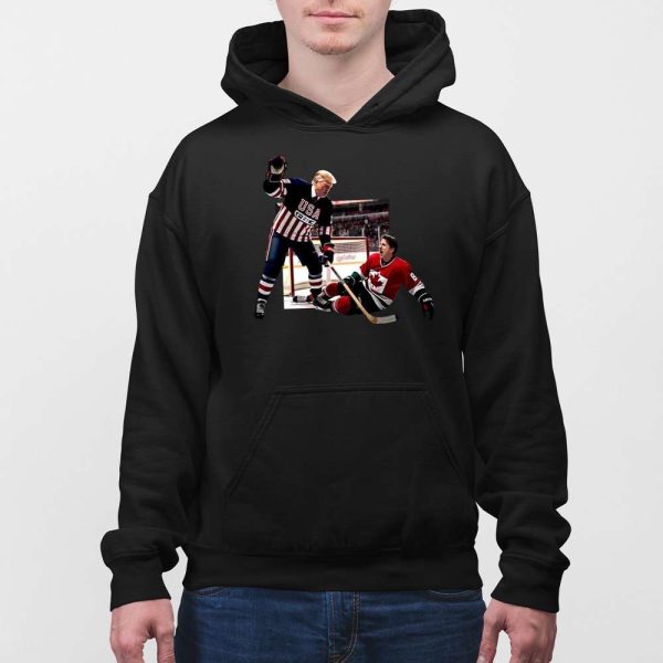 Trump Defeating Justin Trudeau Funny Hockey Shirt