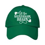 Unisex Funny St. Patrick's Day Let The Shenanigans Begin Shamrocks Print Hat