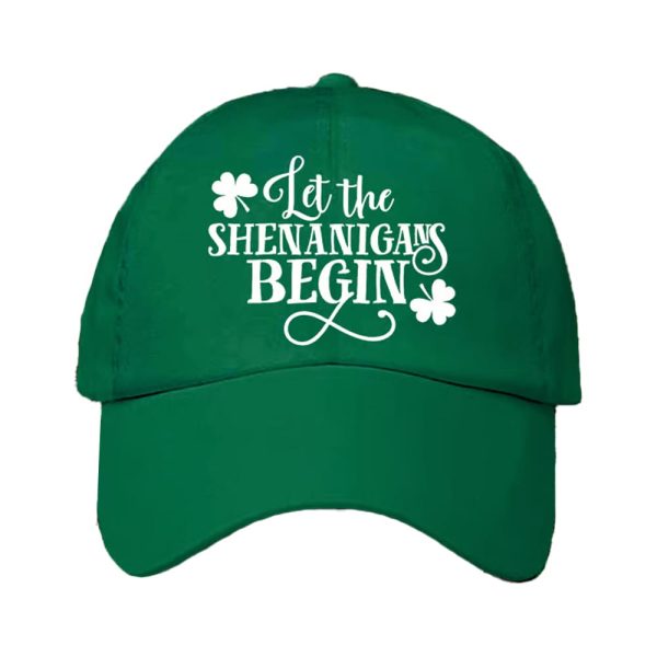 Unisex Funny St. Patrick’s Day Let The Shenanigans Begin Shamrocks Print Hat