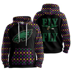 Mardi Gras Eagles Football Unisex Hoodie