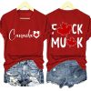 V-neck Retro Love Canada Fuck Musk Print T-Shirt