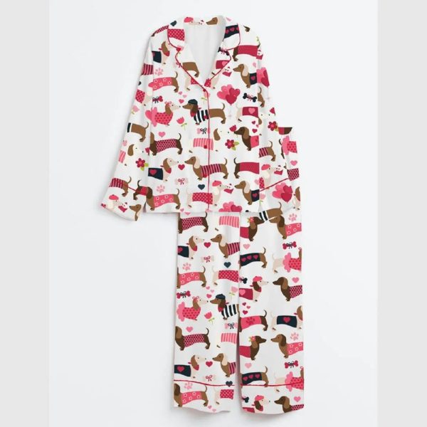 Valentine Dachshund Dog Satin Pajama Set