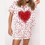 Valentines Romantic Red Hearts Pajama Set