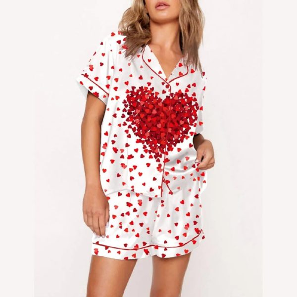 Valentines Romantic Red Hearts Pajama Set