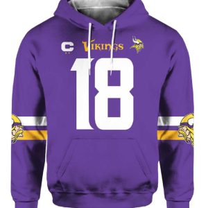 Vikings Captain Jefferson 18 Football Unisex Hoodie 2