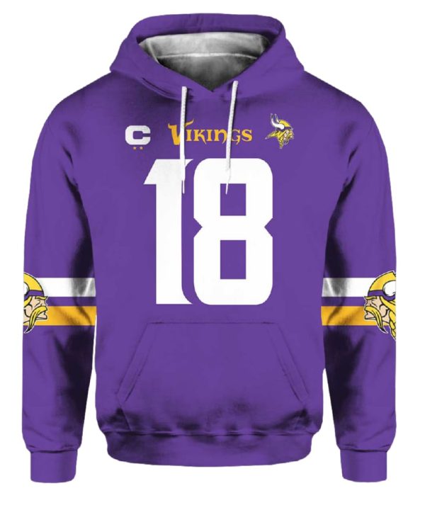 Vikings Captain Jefferson 18 Football Unisex Hoodie