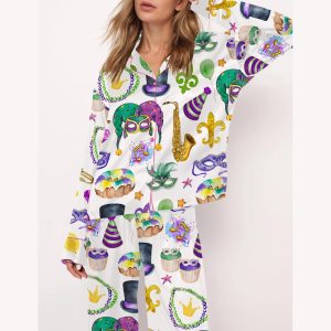 Mardi Gras Satin Pajama Set2