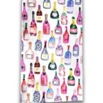 Watercolor Champagne Bottles Beach Towel
