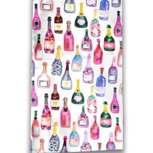 Watercolor Champagne Bottles Beach Towel