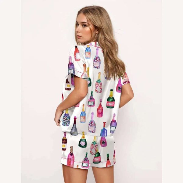 Watercolor Champagne Bottles Pajama Set