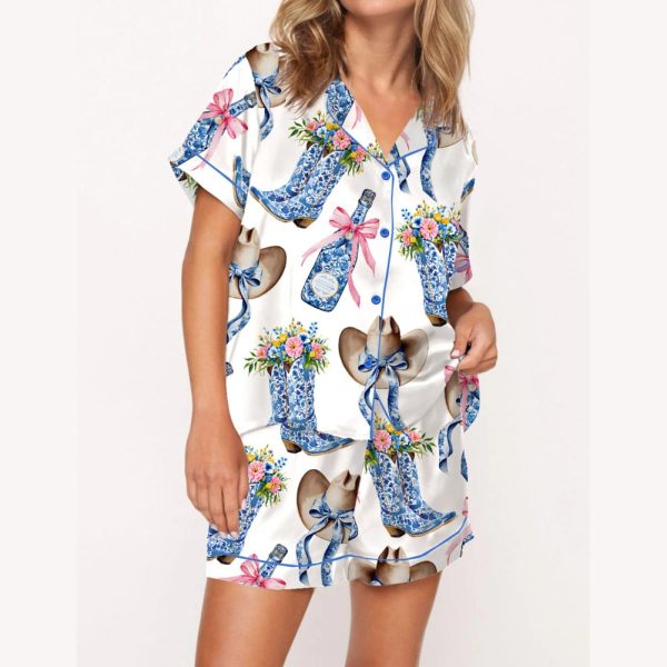 Western Coastal Cowgirl Satin Pajama Set