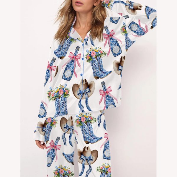 Western Coastal Cowgirl Satin Pajama Set