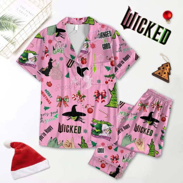 Wicked Changed For Good Pink Goes Good With Green Pajamas Set