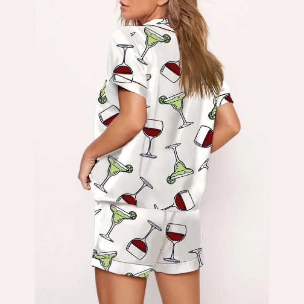 Wine Glass And Martini Print Pajama Set