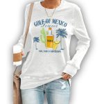 Women's Gulf Of Mexico Forever Sun Sand And Subversion Print Round Neck Sweatshirt