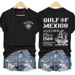 Women's Gulf Of Mexico Printed V Neck T-Shirt