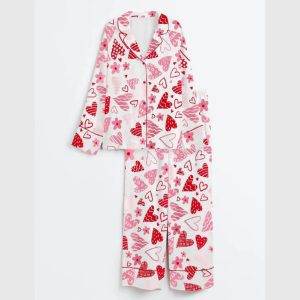 Valentine Heart Satin Pajama Set1