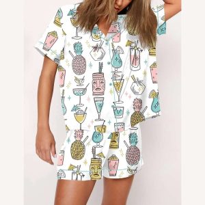 Tropical Cocktails Hawaiian Drinks Pajama Set2