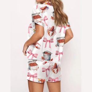 Crawfish Coquette Satin Pajama Set1