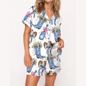 Western Coastal Cowgirl Satin Pajama Set