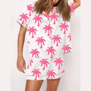 Pink Palm Print Pajama Set