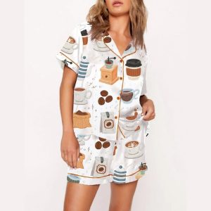Vintage Coffee Time Art Print Pajama Set1