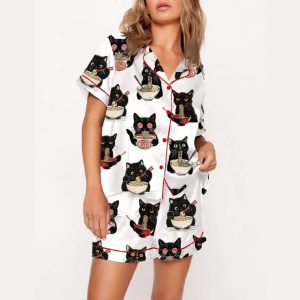 Ramen Cat Print Pajama Set1
