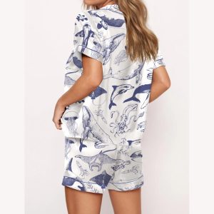 Vintage Sea Animals Satin Pajama Set1