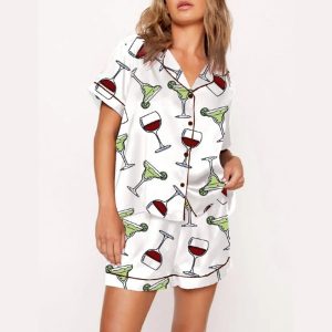 Wine Glass And Martini Print Pajama Set1