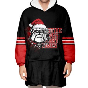 Bulldogs Festive Dawgs Merry Times 2024 SEC Champions Blanket Hoodie1