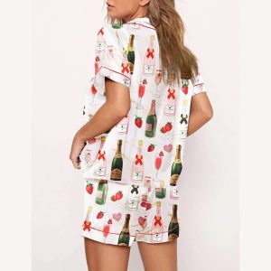 Champagne Strawberries Macarons Pajama Set2