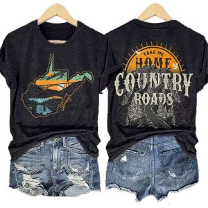 Retro West Virginia Strong Take Me Home Country Roads Print T-Shirt