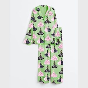 Wicked Print Long Sleeve Satin Pajama Set2