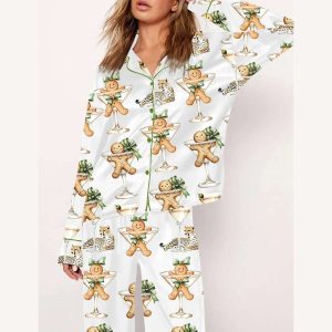 Cookie Wine Leopard Christmas Art Pajama Set
