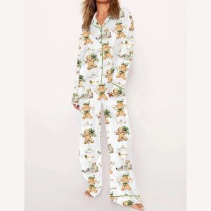 Cookie Wine Leopard Christmas Art Pajama Set1